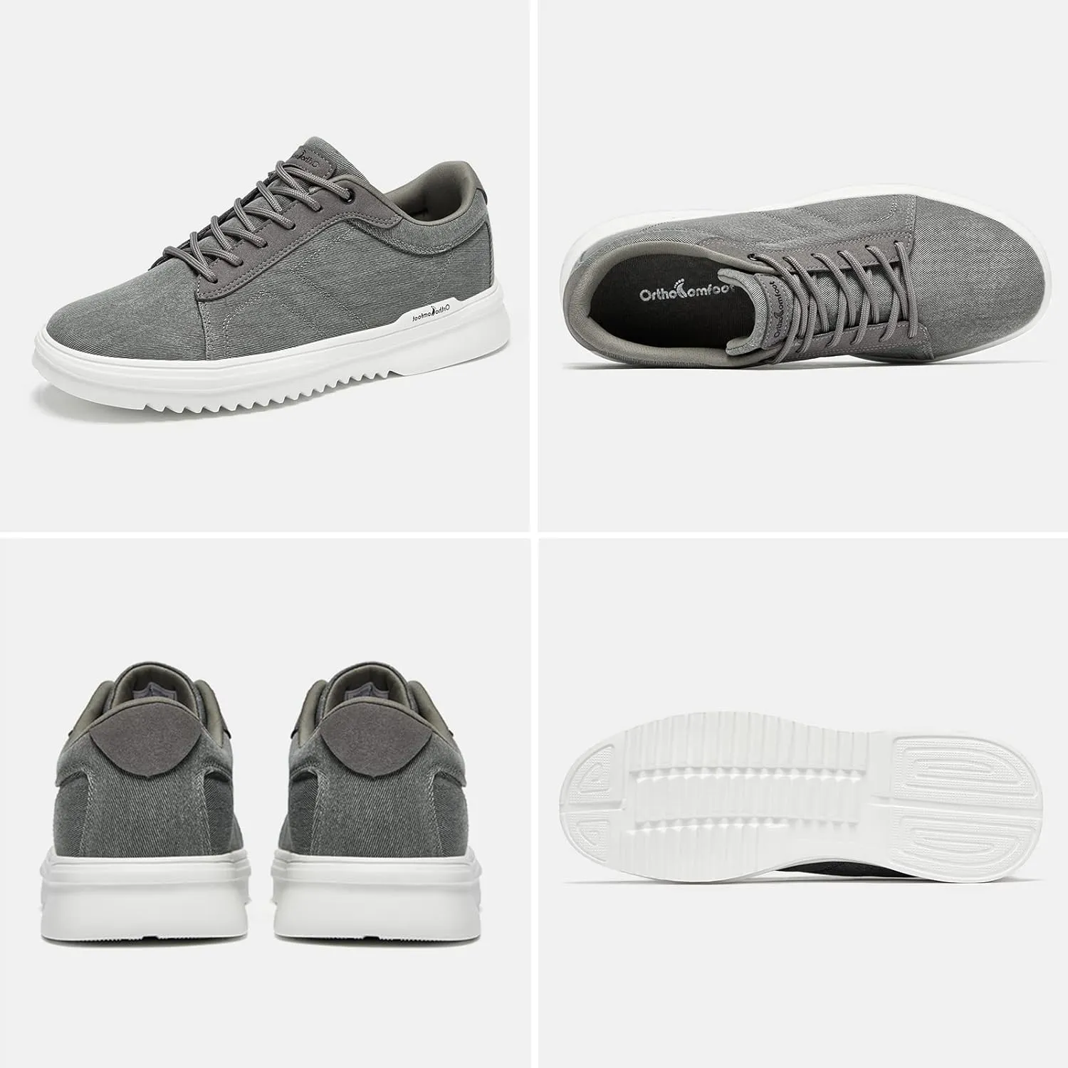 OrthoComfoot Men's Orthopedic Fashion Sneakers for Plantar Fasciitis: Comfortable Arch Support Walking Shoes for Flat Feet, Casual Orthotic Shoes for Foot and Heel Pain Relief