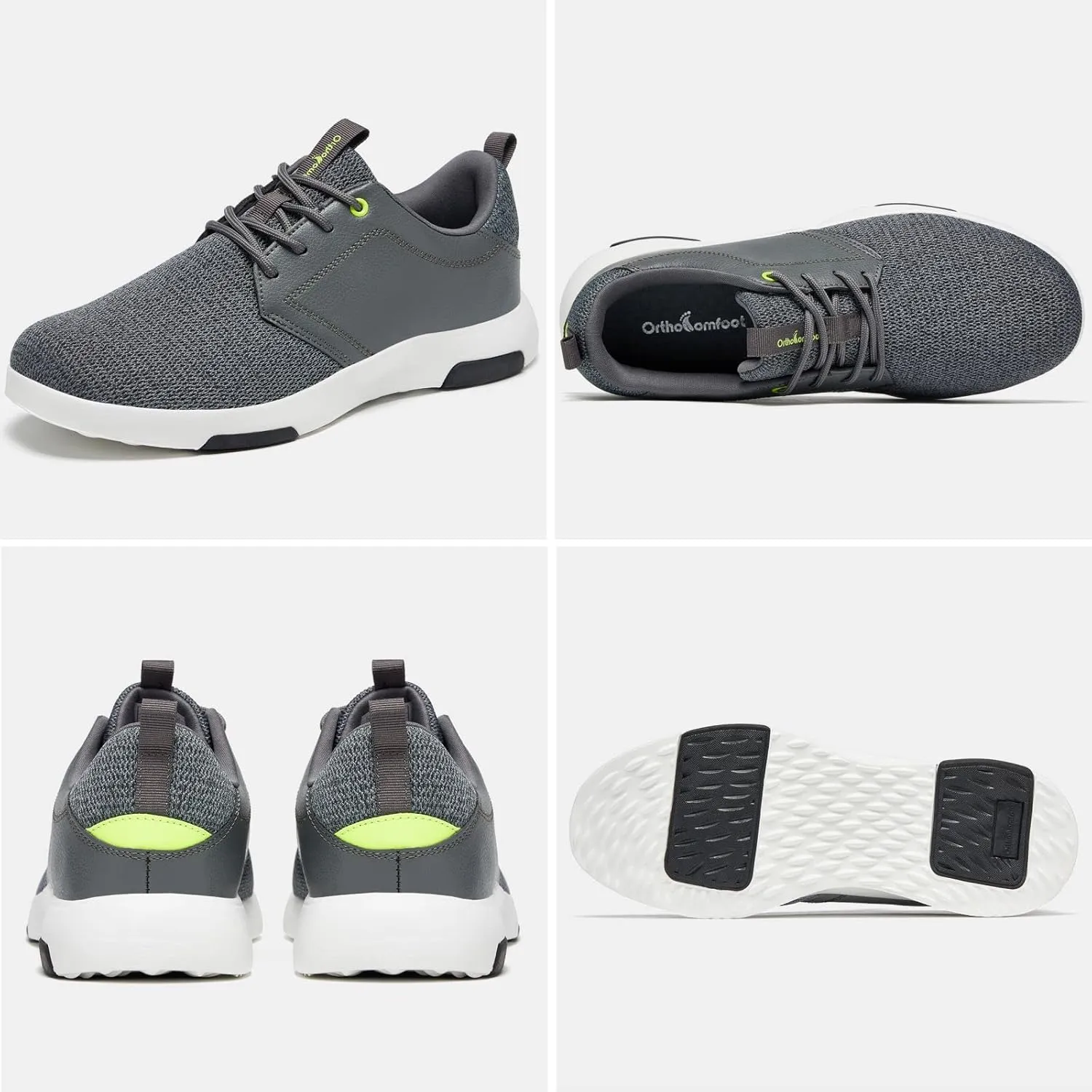 OrthoComfoot Men's Orthopedic Fashion Sneakers with Arch Support: Comfortable Plantar Fasciitis Walking Shoes, Casual Breathable Flat Feet Shoes for Foot and Heel Pain Relief