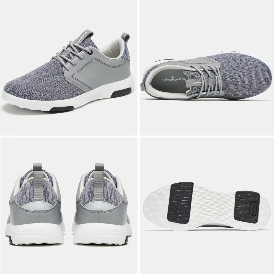OrthoComfoot Men's Orthopedic Fashion Sneakers with Arch Support: Comfortable Plantar Fasciitis Walking Shoes, Casual Breathable Flat Feet Shoes for Foot and Heel Pain Relief