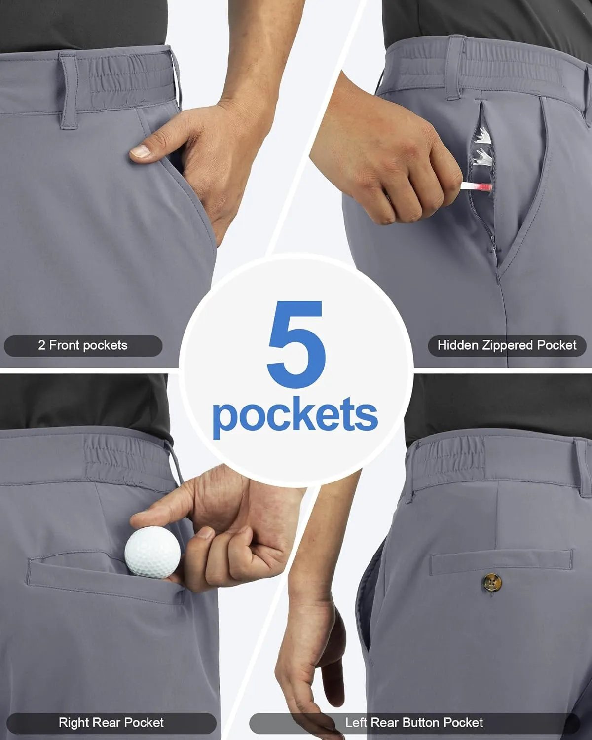 Outdoor Ventures Men's Golf Shorts 11" Inseam Classic-Fit Flat Front Stretch Casual Shorts with Pockets Summer Hiking Travel