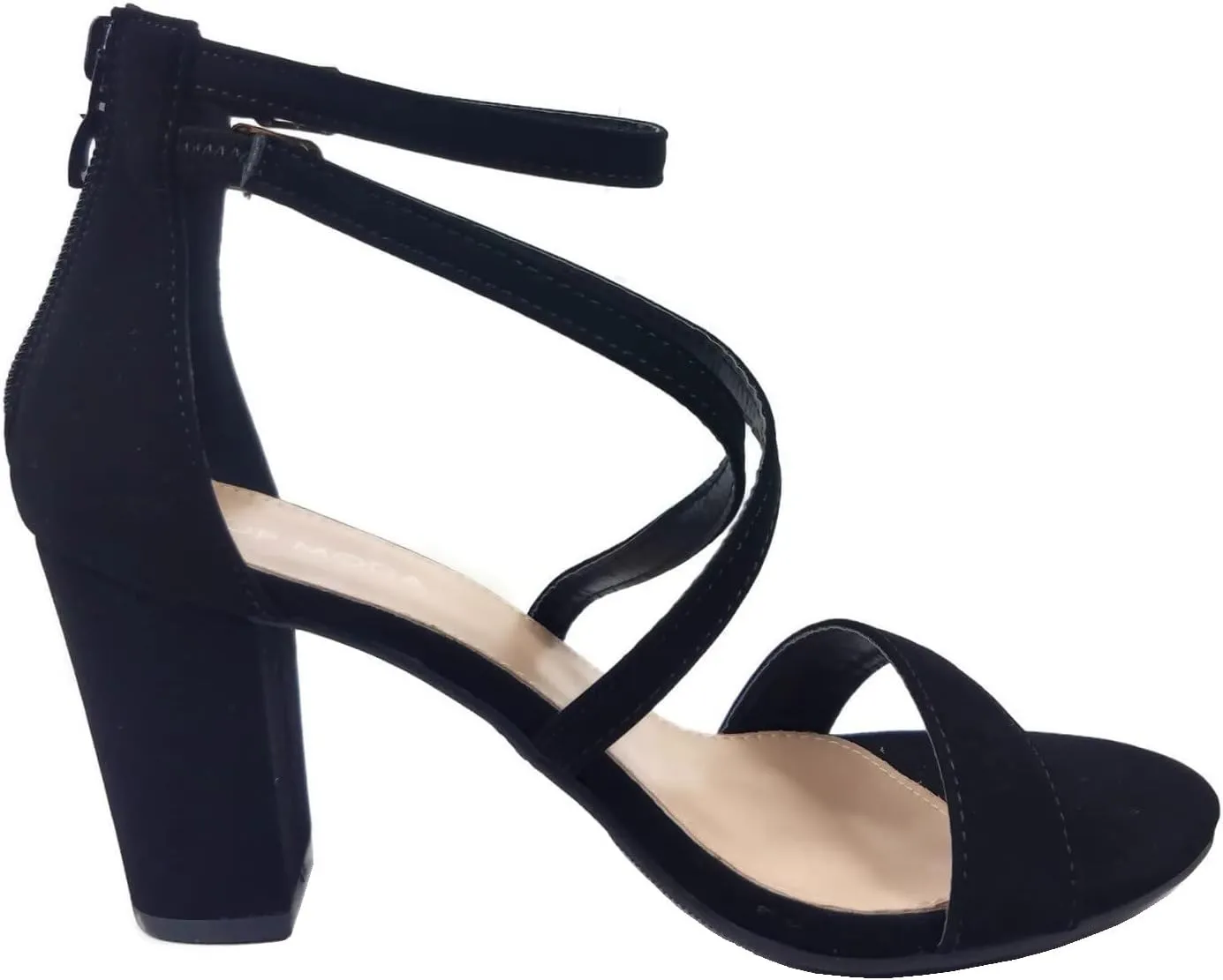 Over The Toe Cross Strap Block Heel Open Toe Dress Sandal