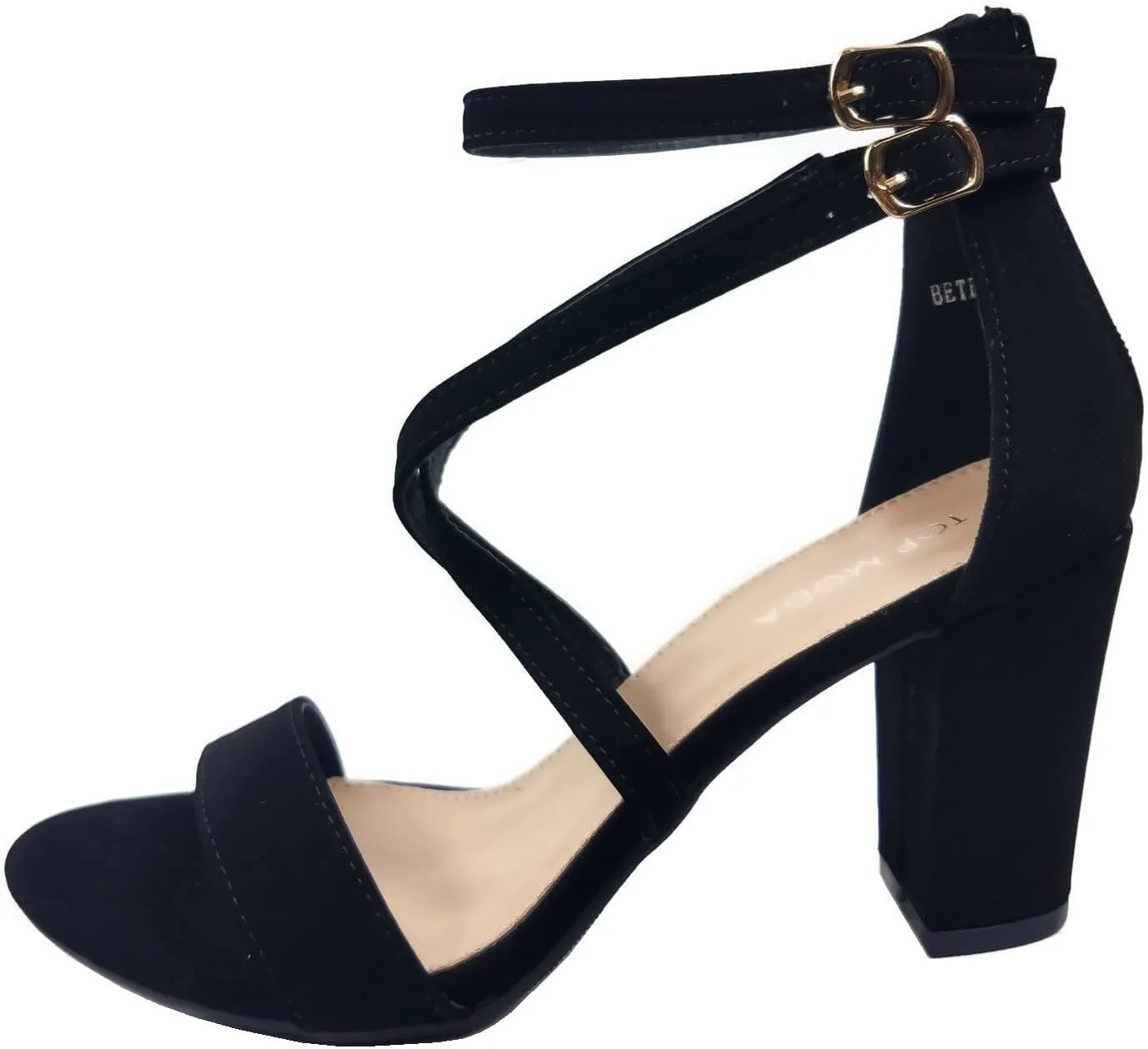 Over The Toe Cross Strap Block Heel Open Toe Dress Sandal