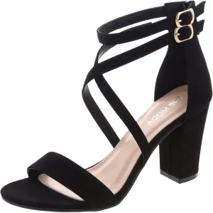 Over The Toe Cross Strap Block Heel Open Toe Dress Sandal