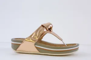 P-COMFORT - WW1660 KNOT TRIM WEDGE TOE-POST MULE - ROSE GOLD