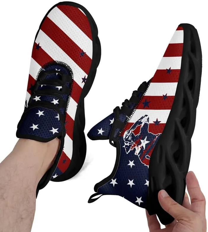 Patriotic Veterans Casual Sneaker American Flag Jogging Running Shoes Breathable Walking Flat Shoe for Men Women