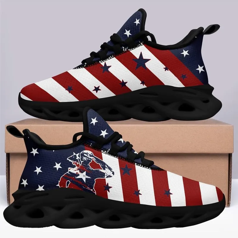 Patriotic Veterans Casual Sneaker American Flag Jogging Running Shoes Breathable Walking Flat Shoe for Men Women