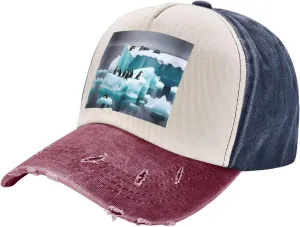 Penguins On The Iceberg Print Golf Flat Snapback Hat,Hip Hop Style Flat Bill,Personalized Adjustable Summer Sun Hat Unisex