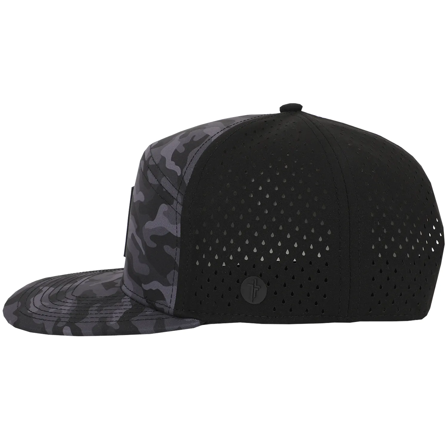 Perforated Flat Bill Hat - Black Camo