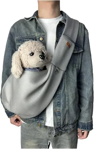 Pet Out Crossbody Bag Cat Dog Portable Breathable Backpack Breathable Comfortable Convenient Safe Easy to Use and Clean(Light Gray)