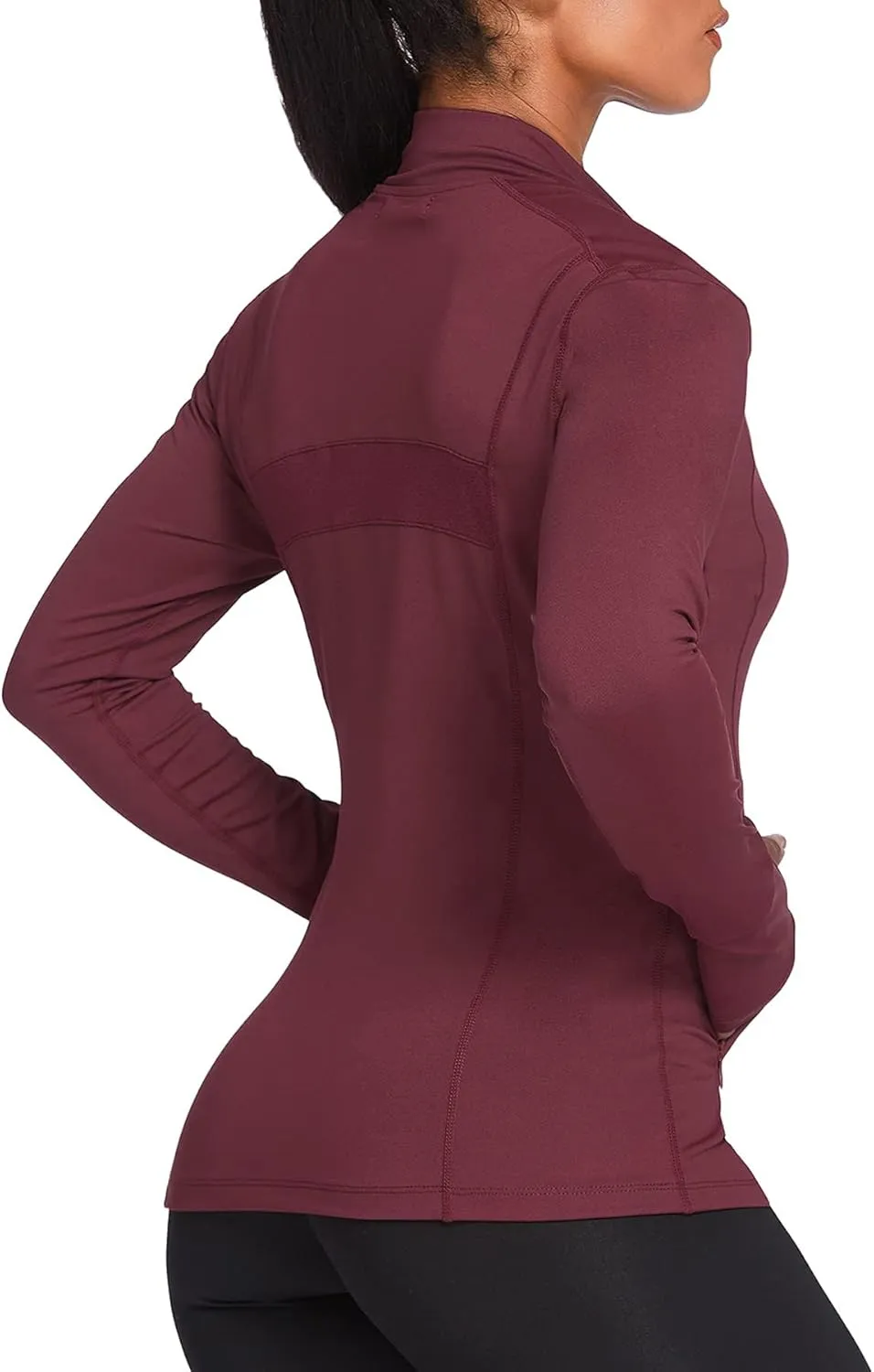 PINSPARK Women's Track Jacket Breathable Running Jacket Zip Up Sportswear Slim Fit Workout Tops