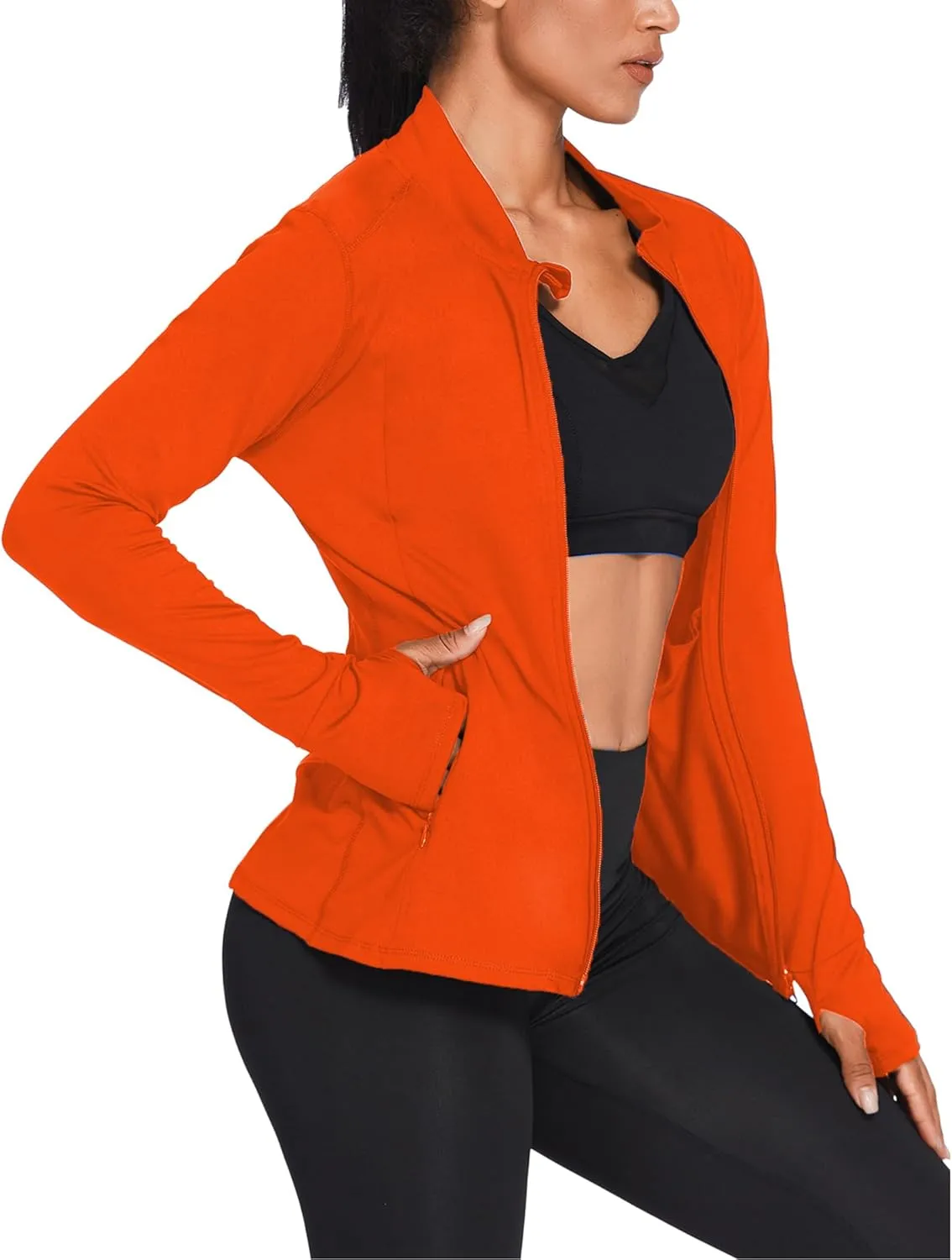 PINSPARK Women's Track Jacket Breathable Running Jacket Zip Up Sportswear Slim Fit Workout Tops