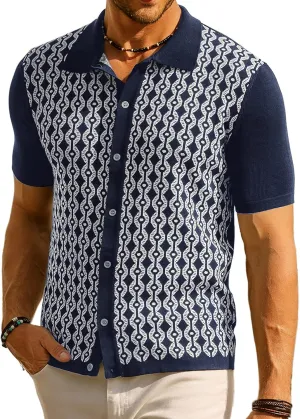 PJ PAUL JONES Men's Contrast 70s Vintage Polo Shirts Short Sleeve Knitwear