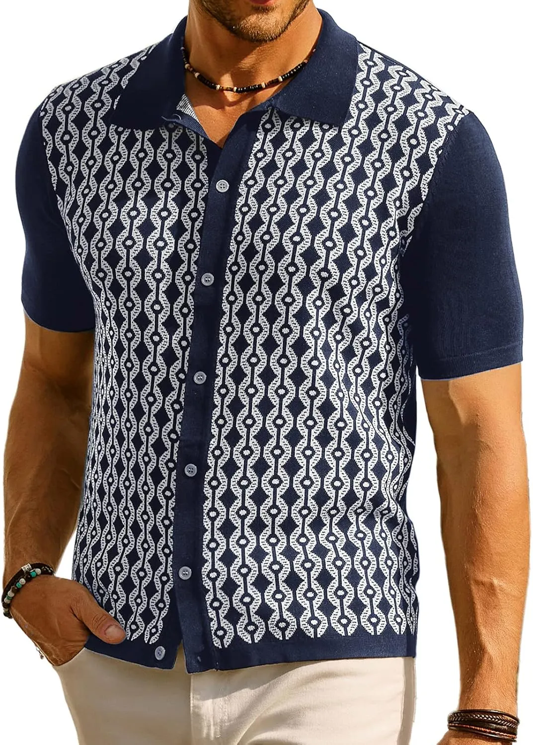 PJ PAUL JONES Men's Contrast 70s Vintage Polo Shirts Short Sleeve Knitwear