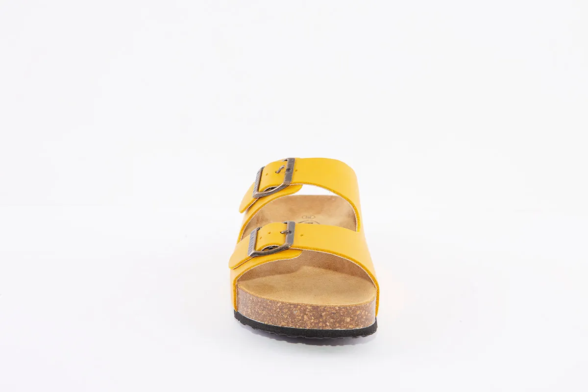 PLAKTON - 340010 DOUBLE BUCKLE FLAT MULE - YELLOW