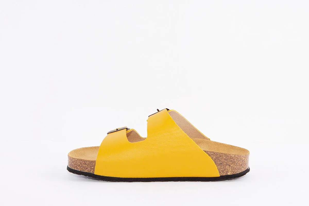 PLAKTON - 340010 DOUBLE BUCKLE FLAT MULE - YELLOW