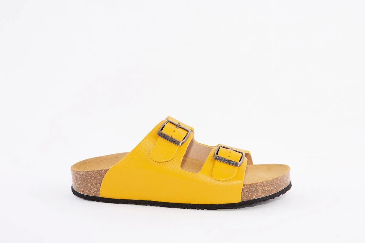 PLAKTON - 340010 DOUBLE BUCKLE FLAT MULE - YELLOW