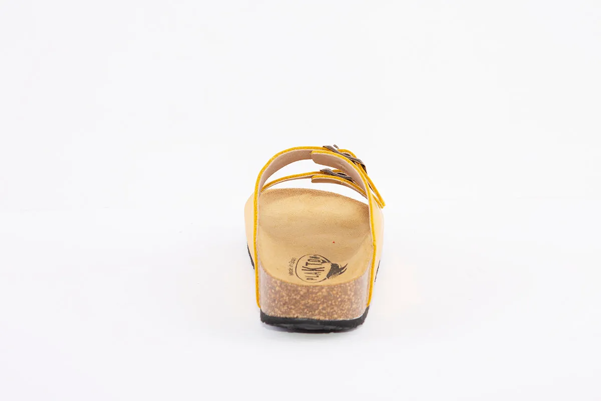 PLAKTON - 340010 DOUBLE BUCKLE FLAT MULE - YELLOW