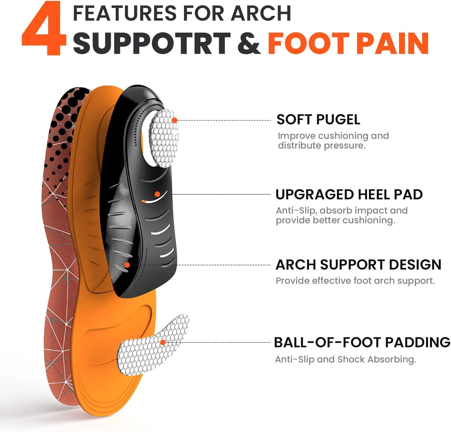 Plantar Fasciitis Arch Support Insoles - Welnove Heavy Duty High Arch Inserts Standing All Day, Fatigue Reduce - Orthotic Cushion for Foot Pain, Flat Feet, Heel Spurs, Man & Women, Fit Most Shoes (XS)
