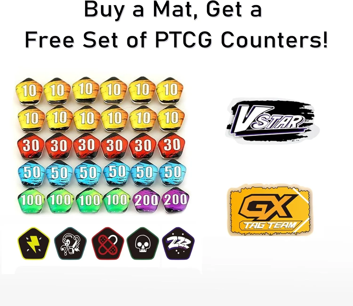 Playmat for Trading Card Game – 2-Player Trainer Mat with 37 Damage Counters and Professional Storage Bag