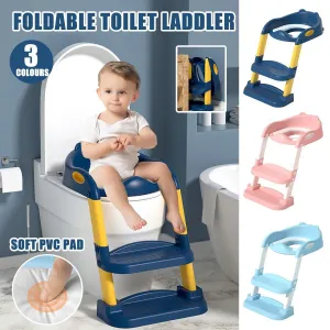 Potty Trainer Toilet Seat Chair Kids Toddler With Ladder Step Up Training Stool