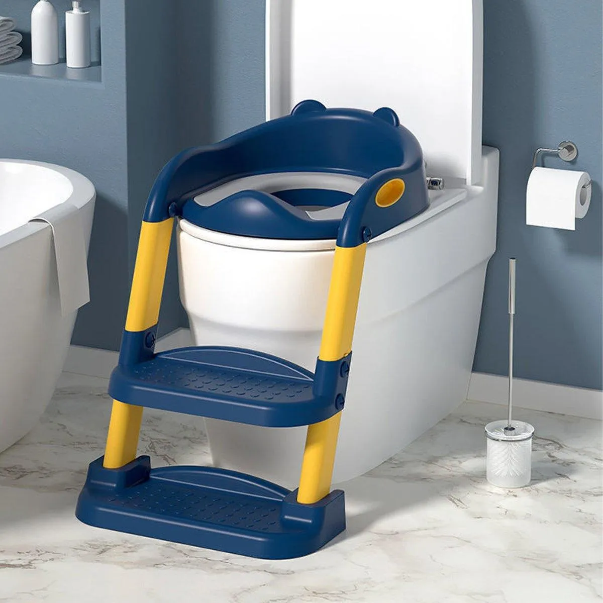 Potty Trainer Toilet Seat Chair Kids Toddler With Ladder Step Up Training Stool