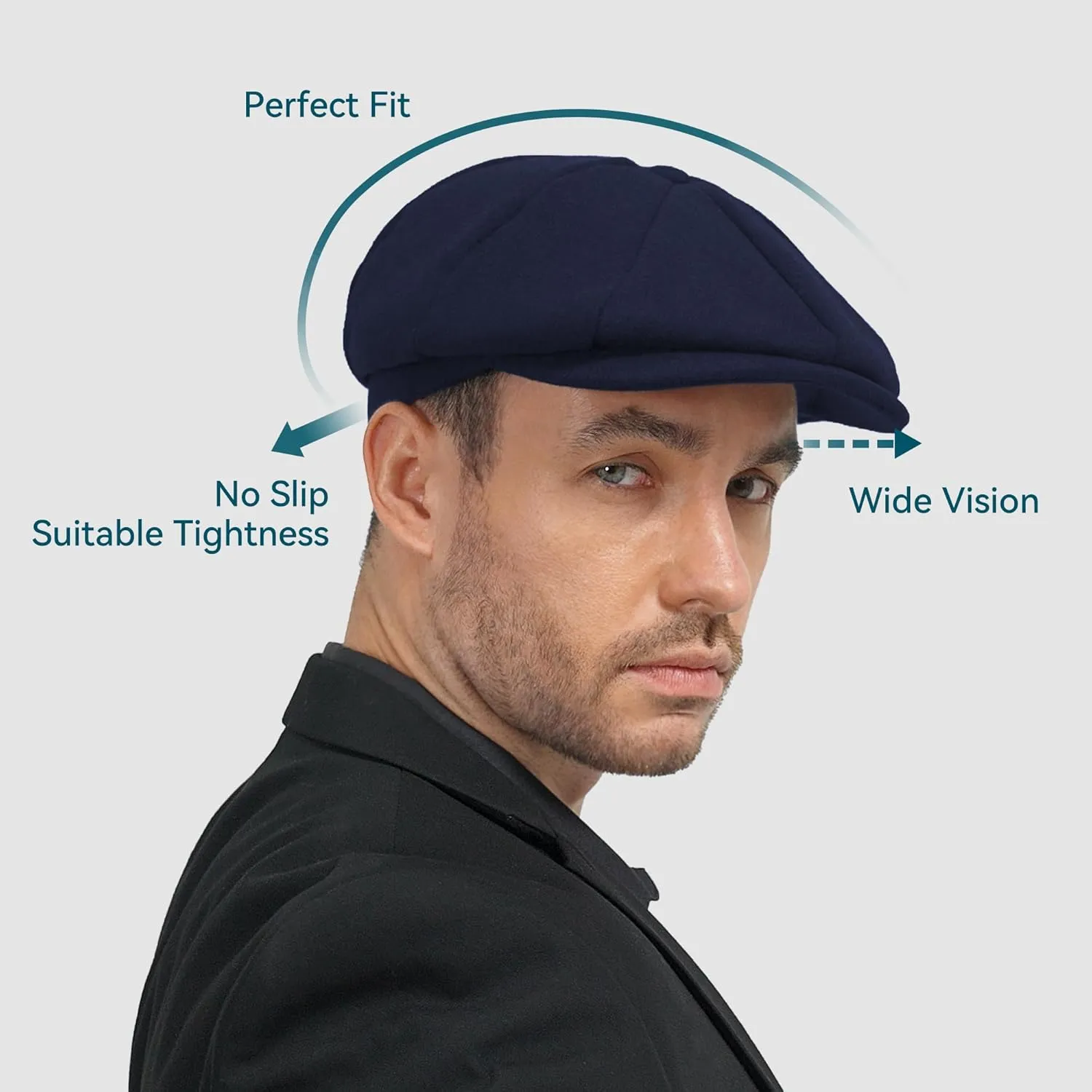 POUDAY Wool Blend Newsboy Cap for Men Irish Cap Newsboy Hat Newsies Cabbie Hat