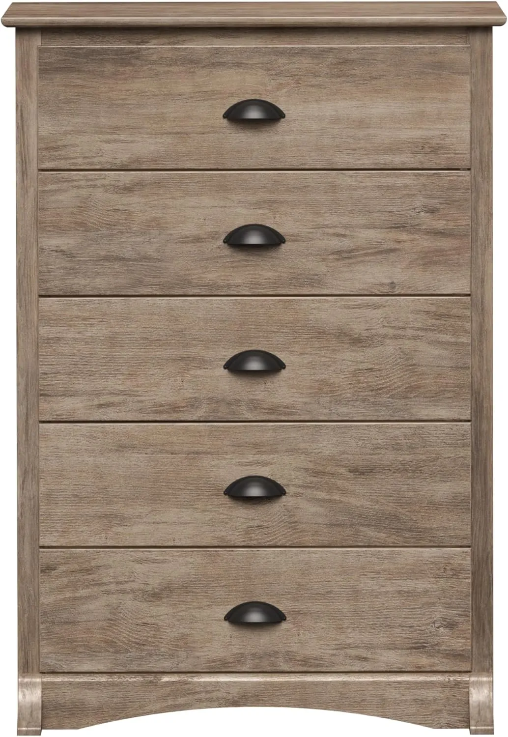 Prepac Salt Spring Rustic 5-Drawer Tall Dresser for Bedroom, Farmhouse Dresser Chest of Drawers 17.75" D x 31.5" W x 44.75" H, Drifted Gray