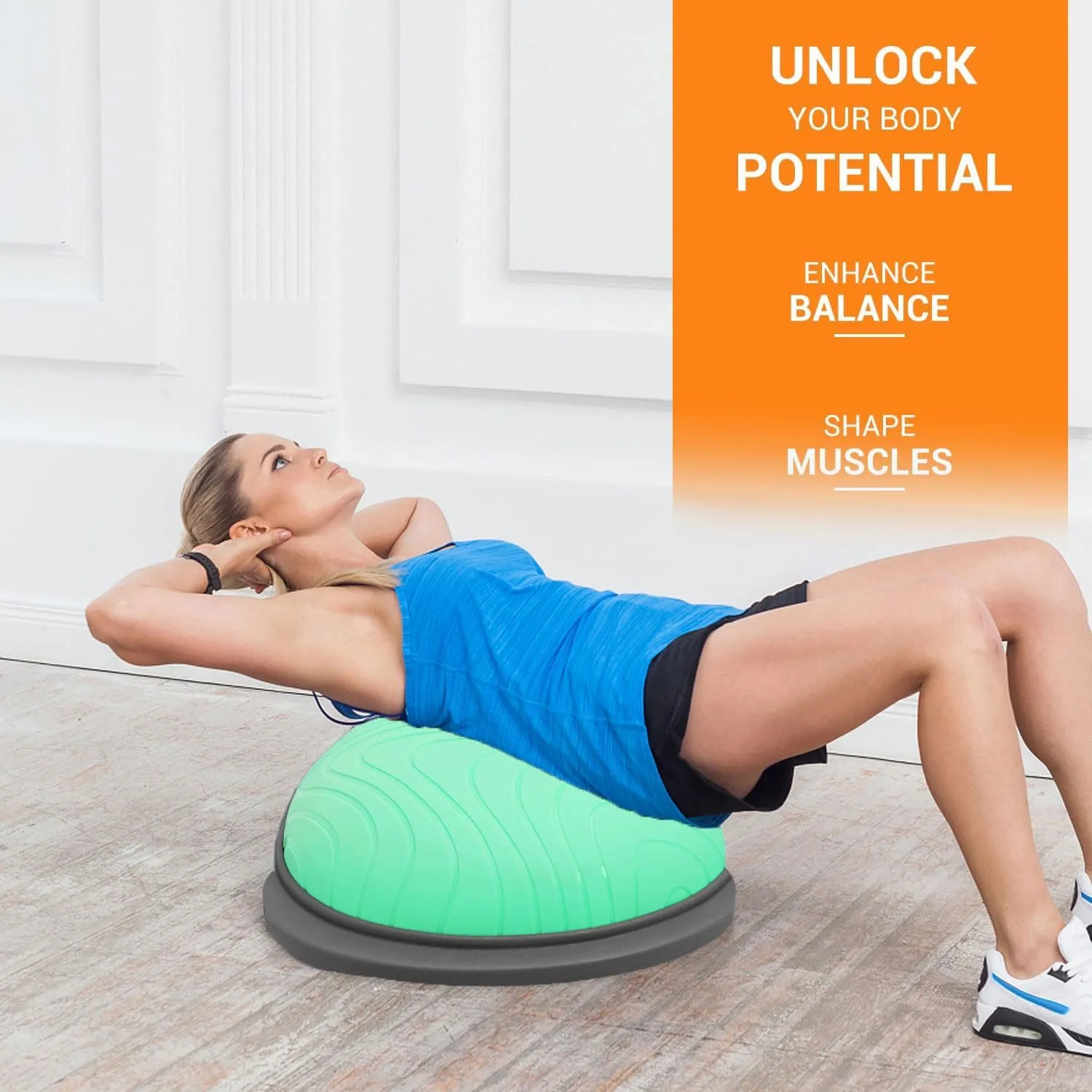 PROIRON Extra Thick Balance Ball Trainer - Portable Air Dome Half Balance Ball with Resistance Bands & Nonslip Base - 660lbs Capacity - Ideal for Yoga & Exercise