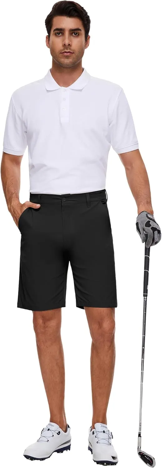 PULI Men's Golf Shorts Stretch Casual Dress 10 Inch Inseam Lightweight Quick Dry Waterproof Hiking Shorts with Pockets