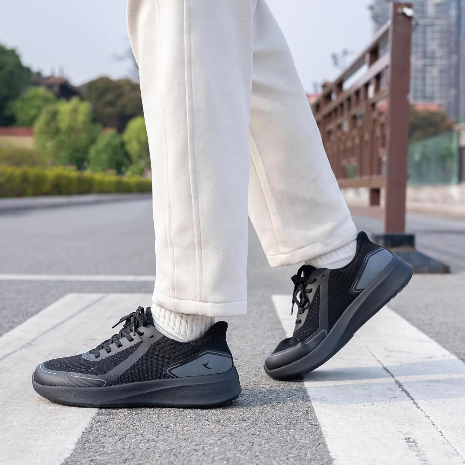 QAUPPE Wide Toe Box Walking Shoes for Men | Zero Drop Minimalist Design | Arch Support for Plantar Fasciitis | Slip-On Tennis Shoes US 8-12