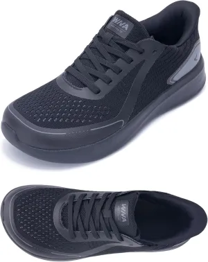 QAUPPE Wide Toe Box Walking Shoes for Men | Zero Drop Minimalist Design | Arch Support for Plantar Fasciitis | Slip-On Tennis Shoes US 8-12