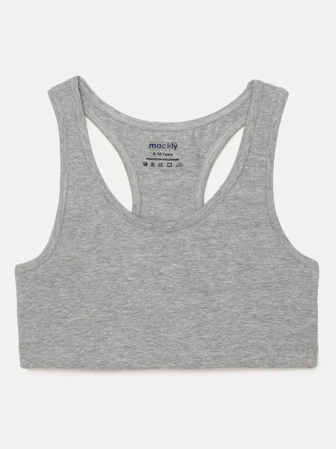 RACER BACK KID'S TRAINING BRA, GREY\BURGUNDY
