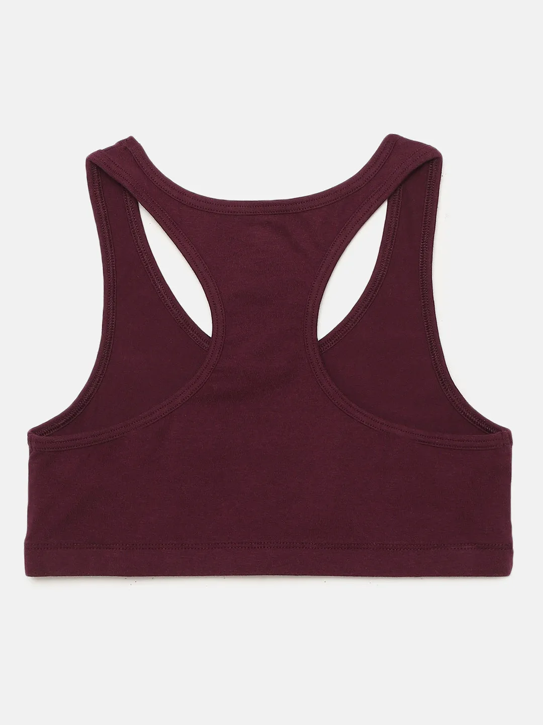 RACER BACK KID'S TRAINING BRA, GREY\BURGUNDY