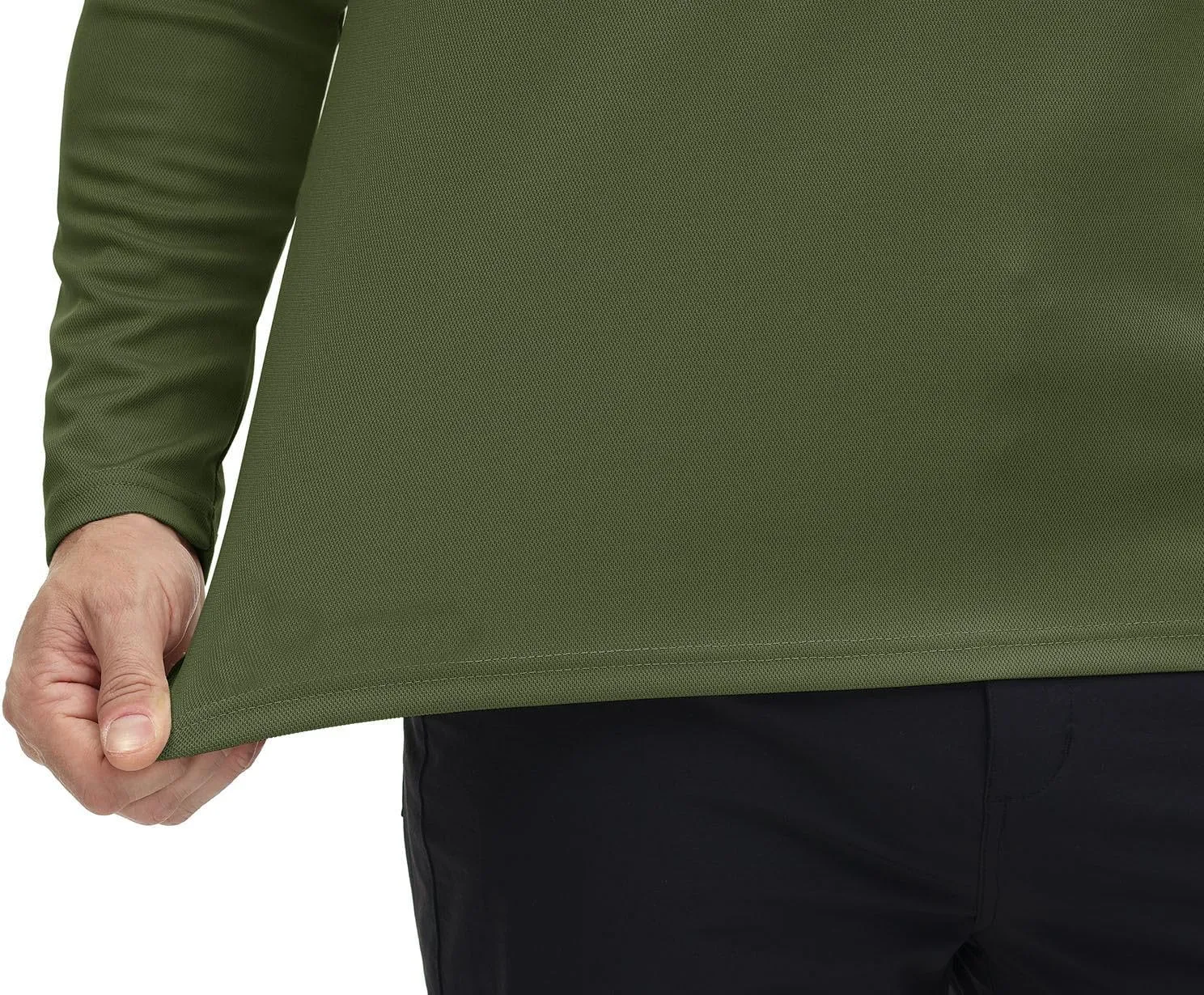 Rdruko Men's Polo with Pocket Long Sleeve Quick Dry Outdoor Golf Pullover Collared T-Shirt