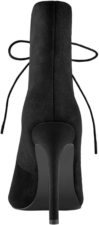 Richealnana Women's Peep Toe Lace Up Sandal Ankle Booties