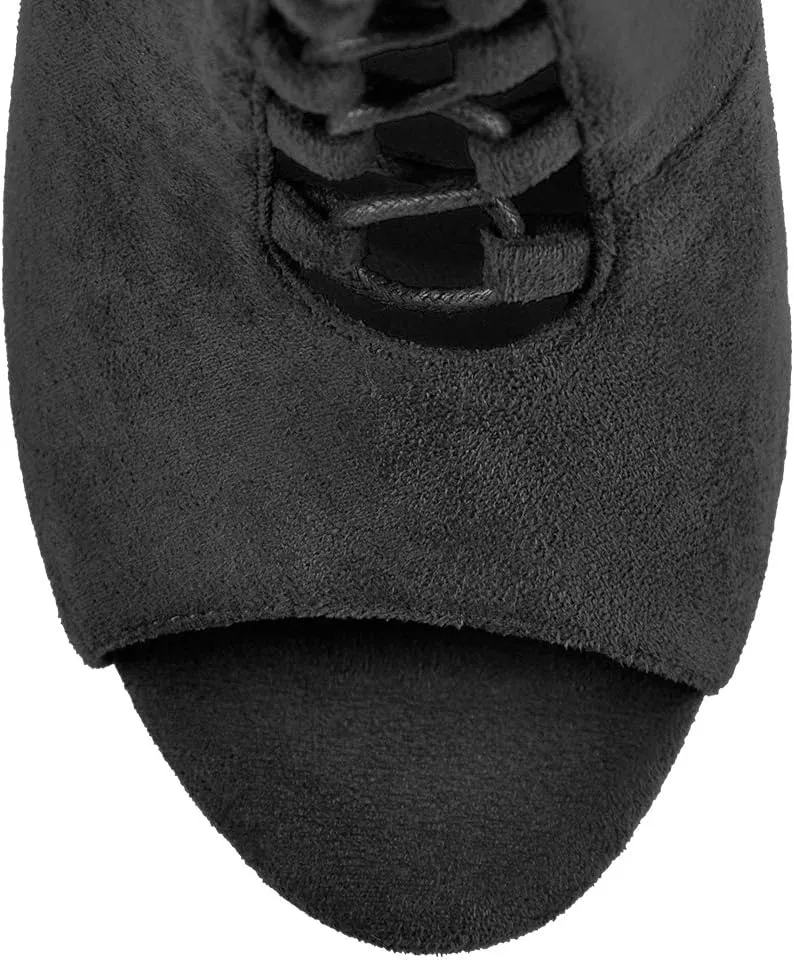 Richealnana Women's Peep Toe Lace Up Sandal Ankle Booties
