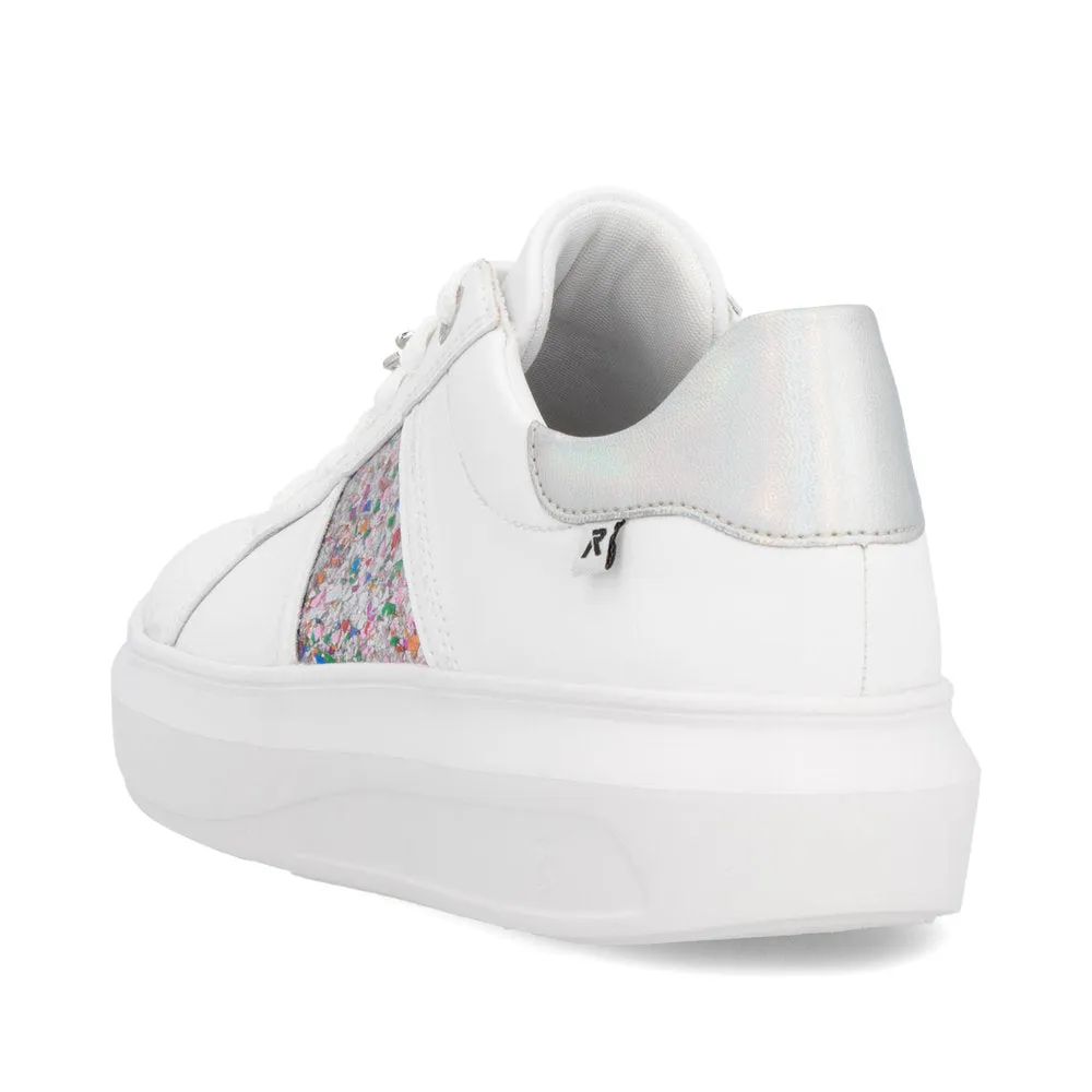 Rieker Evolution W1202 - Ladies Lace Trainer In White