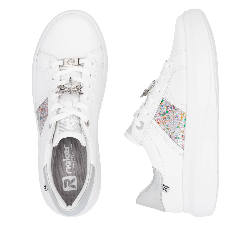 Rieker Evolution W1202 - Ladies Lace Trainer In White