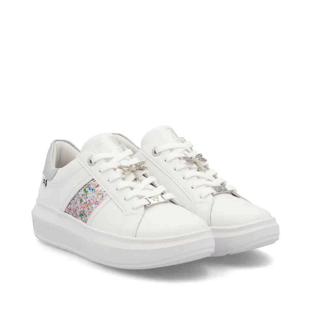 Rieker Evolution W1202 - Ladies Lace Trainer In White