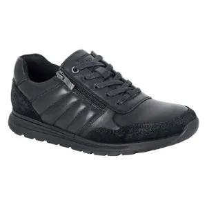 Route 21 Men's 5 Eye Casual Zip Up Leisure Trainer Leather Black