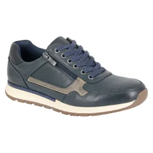 Route 21 Men's 6 Eye Casual Zip Up Leisure Trainer Leather Navy