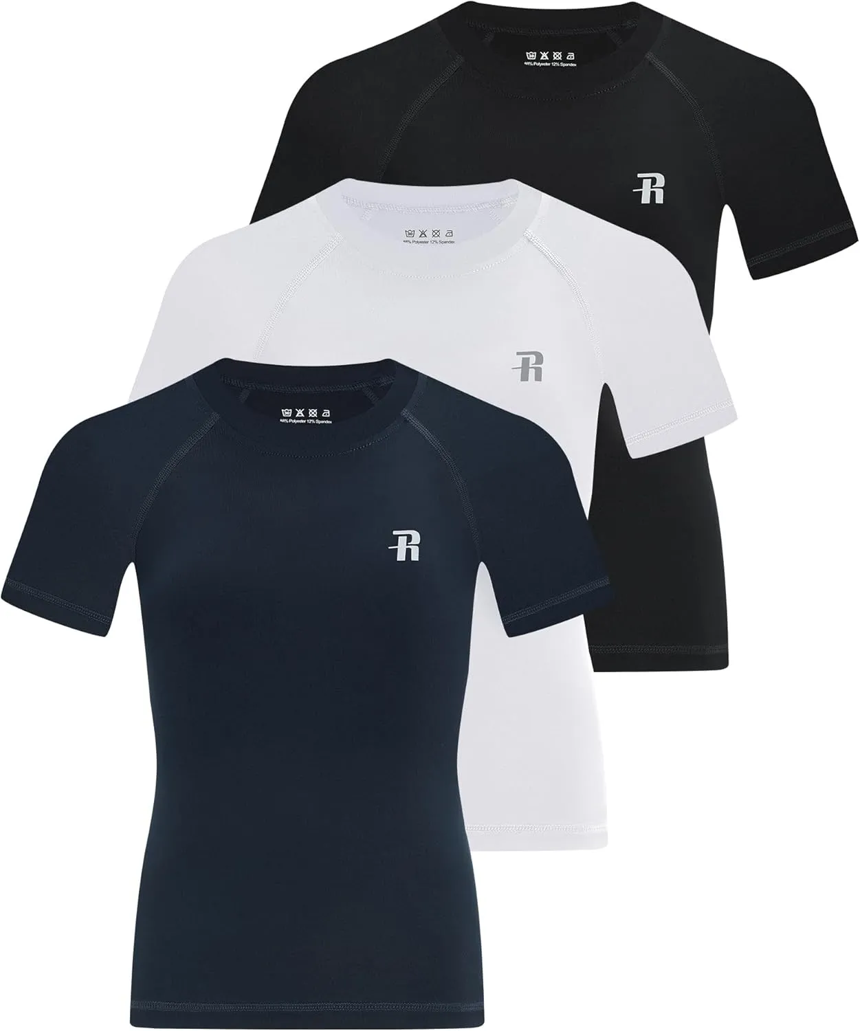 Runhit Boys Compression Shirt Short Sleeve Youth Basketball Undershirt Kids Quick Dry Athletic Base Layer T-Shirt