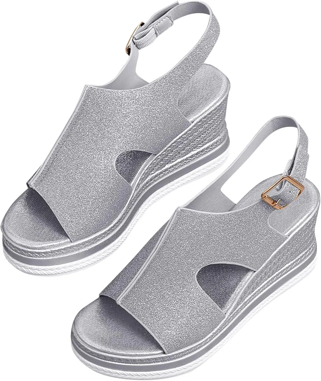 Sandals for Women 2025 Wide Width Platform Wedge Sandals Summer Dressy,Women's Open Toe Buckle Ankle Strap Sandals