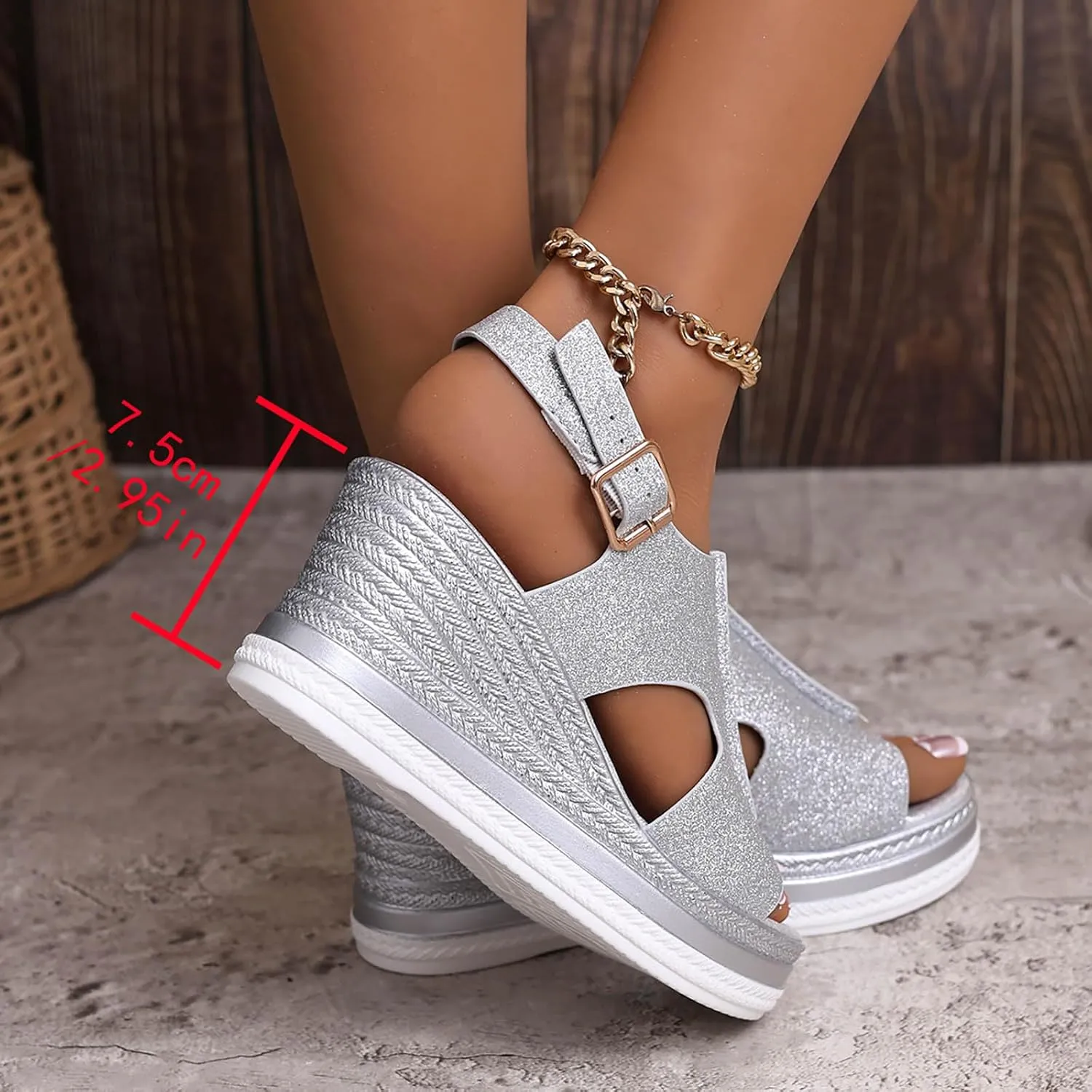 Sandals for Women 2025 Wide Width Platform Wedge Sandals Summer Dressy,Women's Open Toe Buckle Ankle Strap Sandals