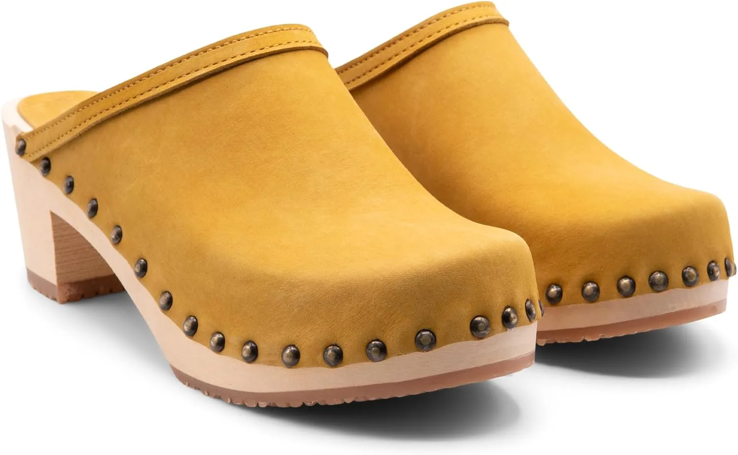 Sandgrens Handmade Swedish Wood Clogs for Women, High Heel Mule | Rome