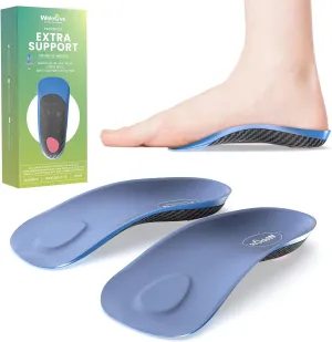 Semi-Rigid Arch Support Inserts for Men Women - Welnove Work Boot Insole for Walking or Standing All Days,3/4 Length Heel Pain Relief Insert for Flat Feet,Shoe Insoles for Women 6-10