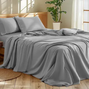 Shilucheng 1200 Thread Count Cotton Sheets Set，Luxury 100% Egyptian Cotton Bed Sheets，5-Star Hotel Quality Sheets, Breathable & Cooling, 16 Inch Deep Pocket - 4 Piece (Grey, King)