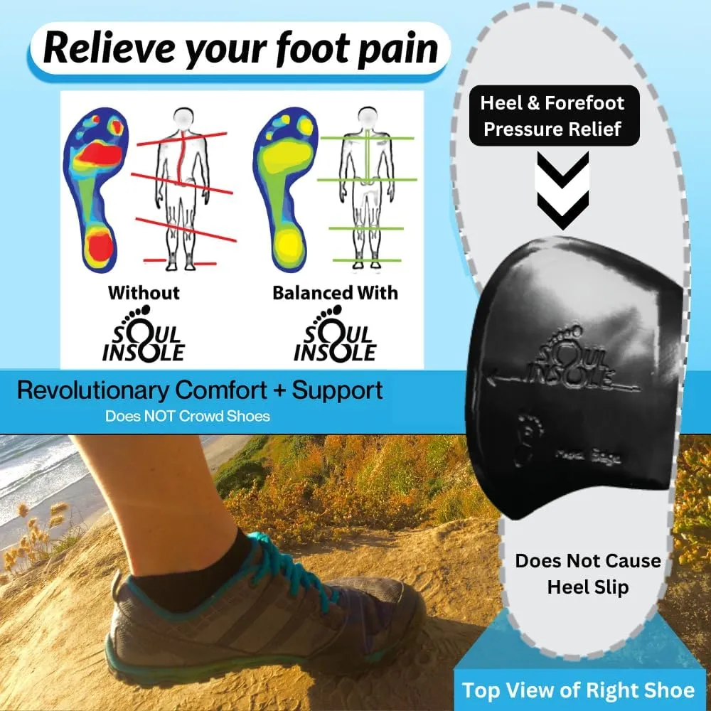 Shoe Bubble Orthotic Insole – Memory Gel Insoles for Plantar Fasciitis, Pronation, Heel Pain, Arch Supports, Midfoot Support (Black (Thinner Support), Medium)