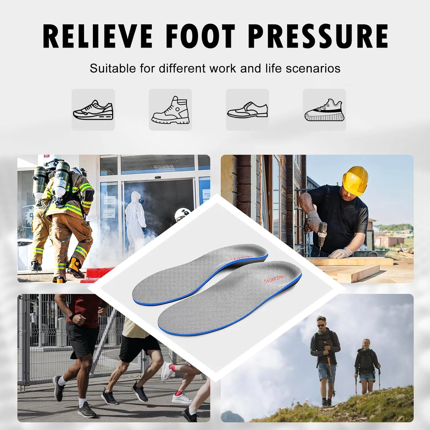 Shoe Insoles Arch Support Inserts Orthotic Insoles for Plantar Fasciitis, Flat Feet, High Arch, Pronation, Heel Spurs & Foot Pain