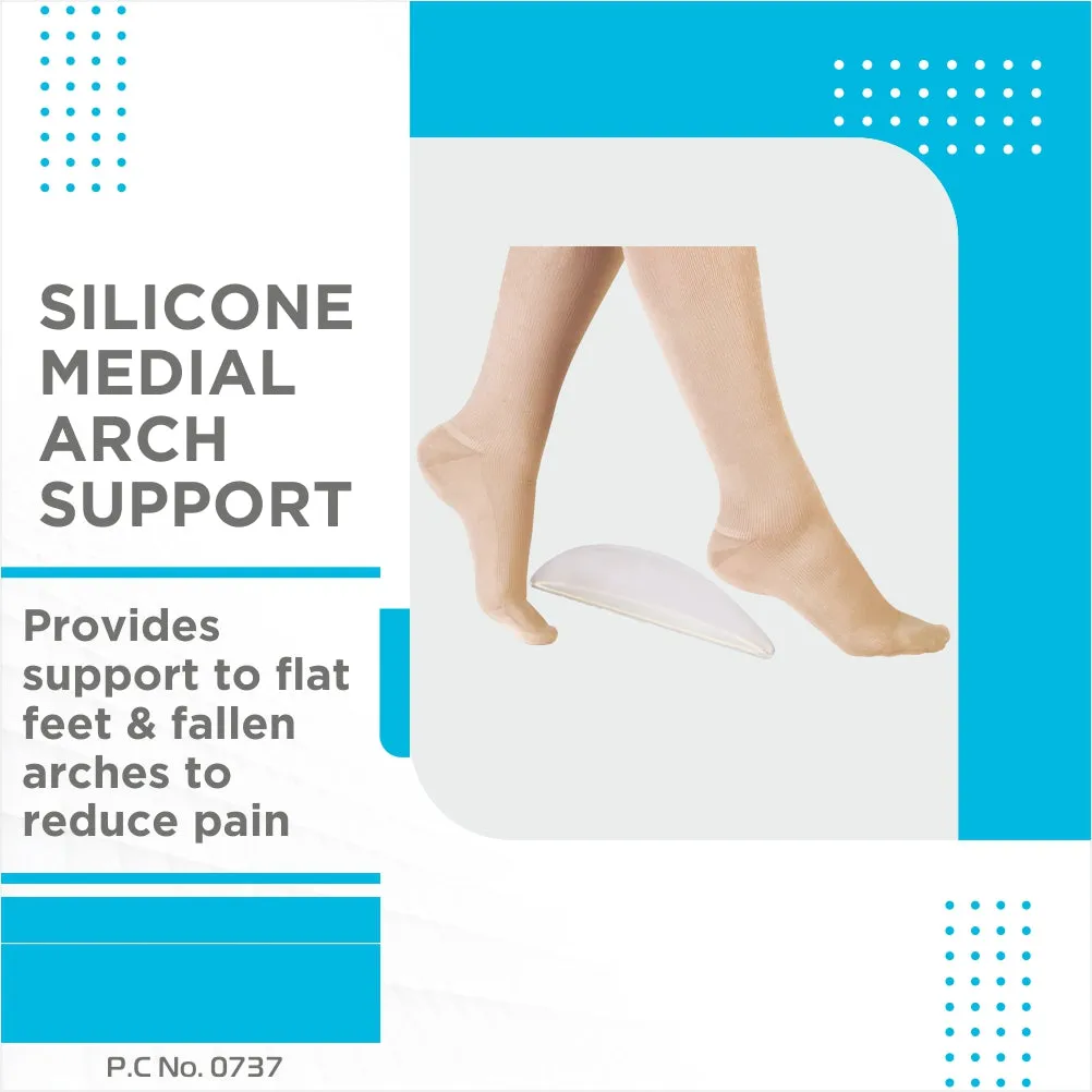 Silicone Medial Arch Support | Provides Balance & Structual Support to Flat Feet (Grey)